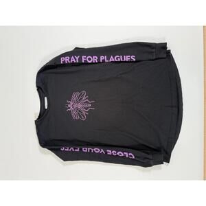 Black Long Sleeve Shirt with Purple Insect Graphic Size S